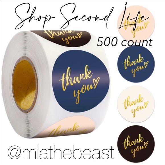 3/$20📦 Roll of 500 1” thank you gold foil stickers 🌟HP🌟 - Picture 1 of 4